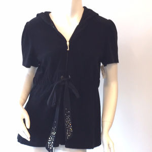 Juicy Couture Long Terry Hooded Jacket w/Stud Belt